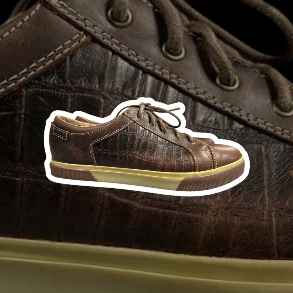 Durango Music City Leather Sneakers 11 Brown Gator‎ Embossed Western Lacer Mens